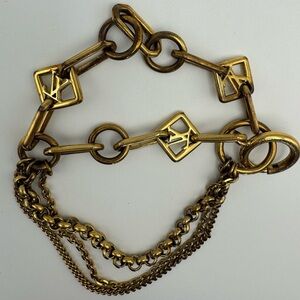 LOUIS VUITTON Bracelet Chain Vegas LV Signature Chain GP Brass Gold Logo Plated